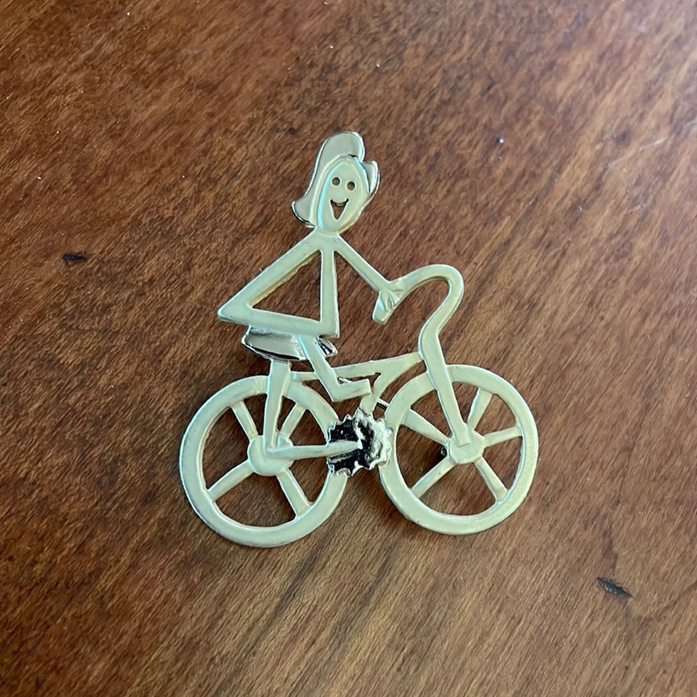 Two Tone Gold Bicycle Brooch